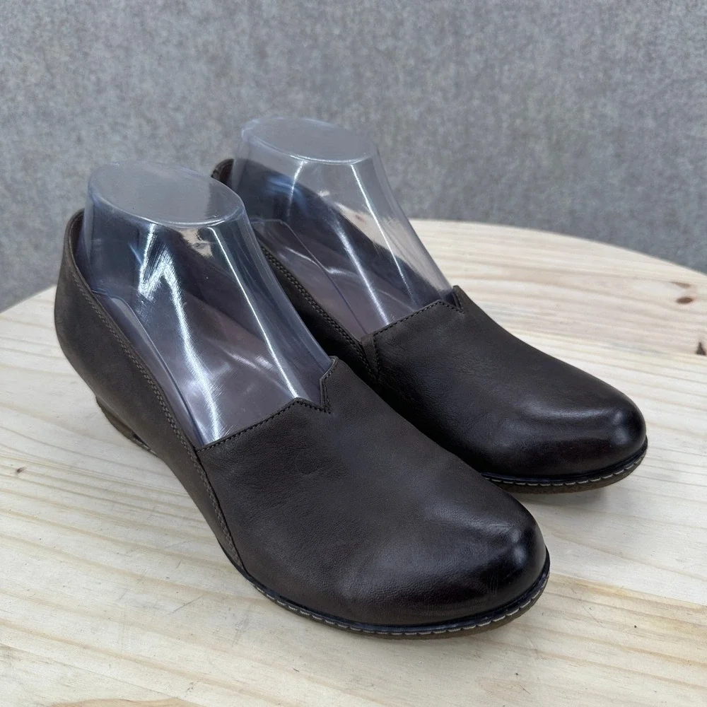 Alegria Liliana Wedge Pumps 7.5-8 Brown Leather Slip On Comfort Shoes